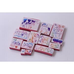 Vintage Lisa Frank Farm Animals, Message Stamp Set, Pets, LFI, Card Making, Scr